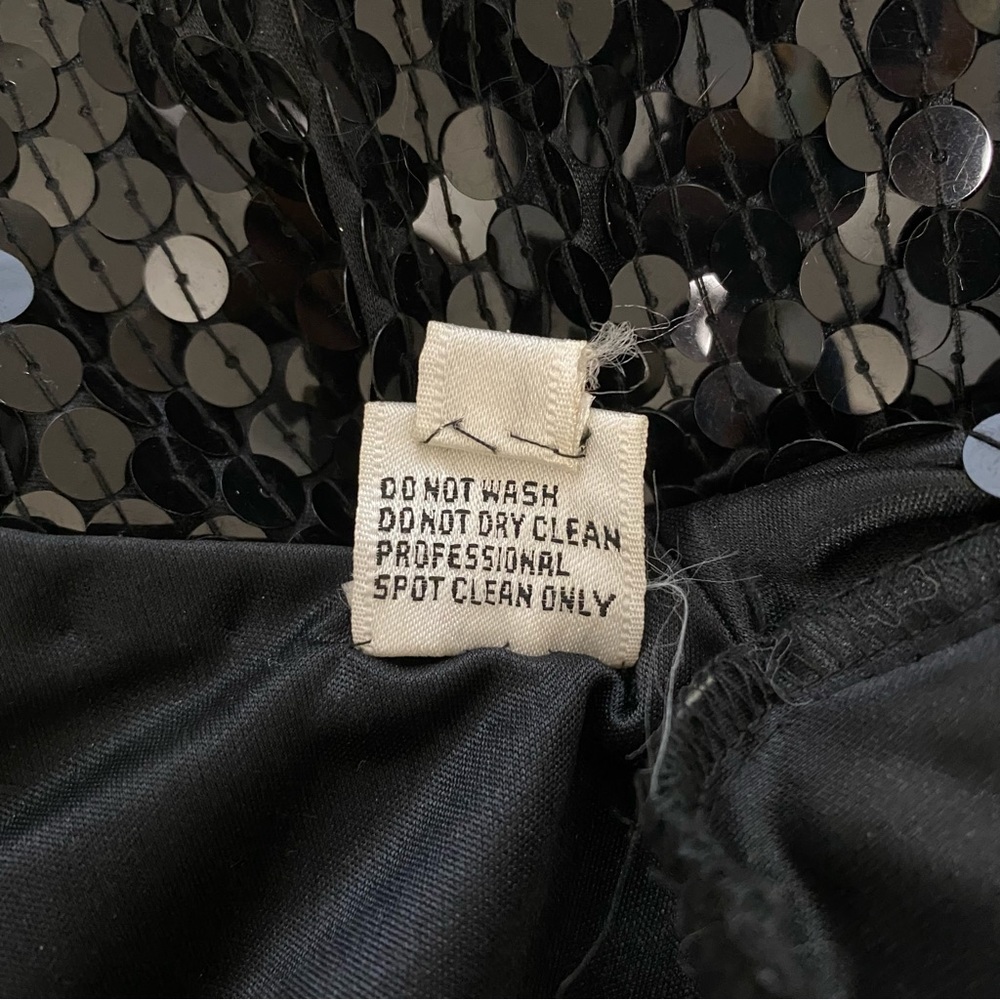 Vintage Oleg Cassini Sequins Knot Front Long Sleeve Cocktail Party Dress Black‎ - Picture 7 of 8